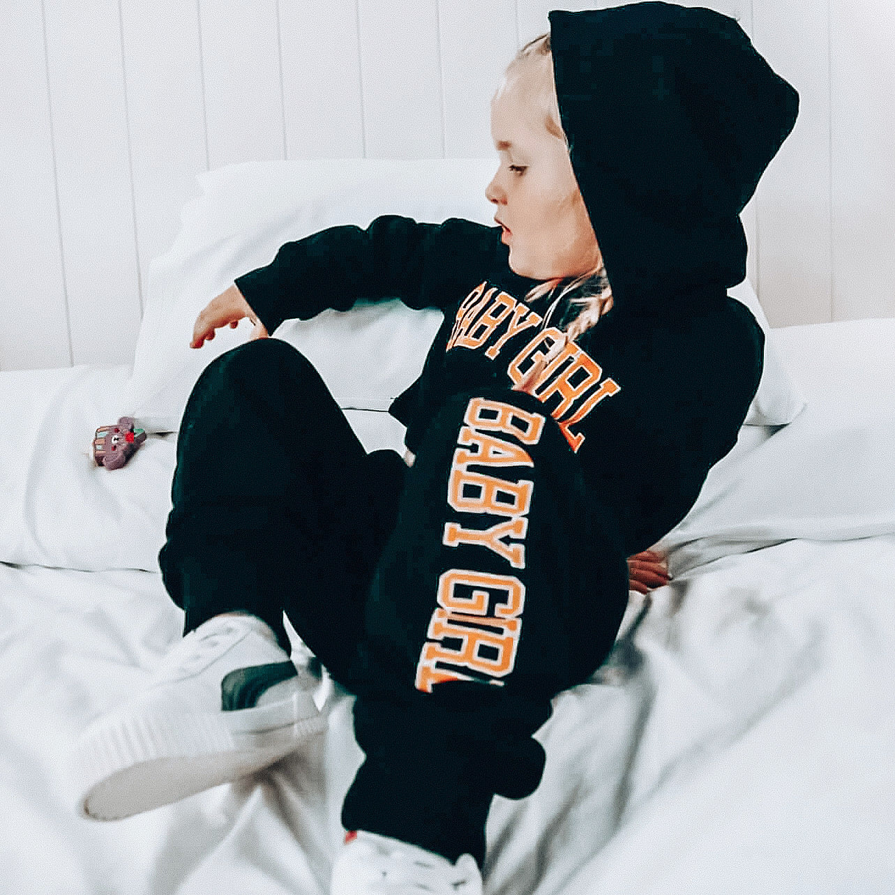 Baby girl crop hoodie set Black