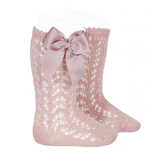 Bow Crochet socks - Pink